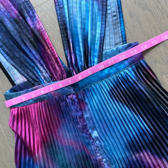 L'idee Gala Plisse Maxi Dress Gown Blue Purple Multi Tie Dye - US 6 - Tie Dye - Picture 9 of 11